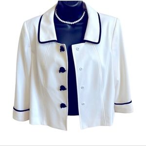 Tahari Suit Jacket | Like New | White With Black Detail